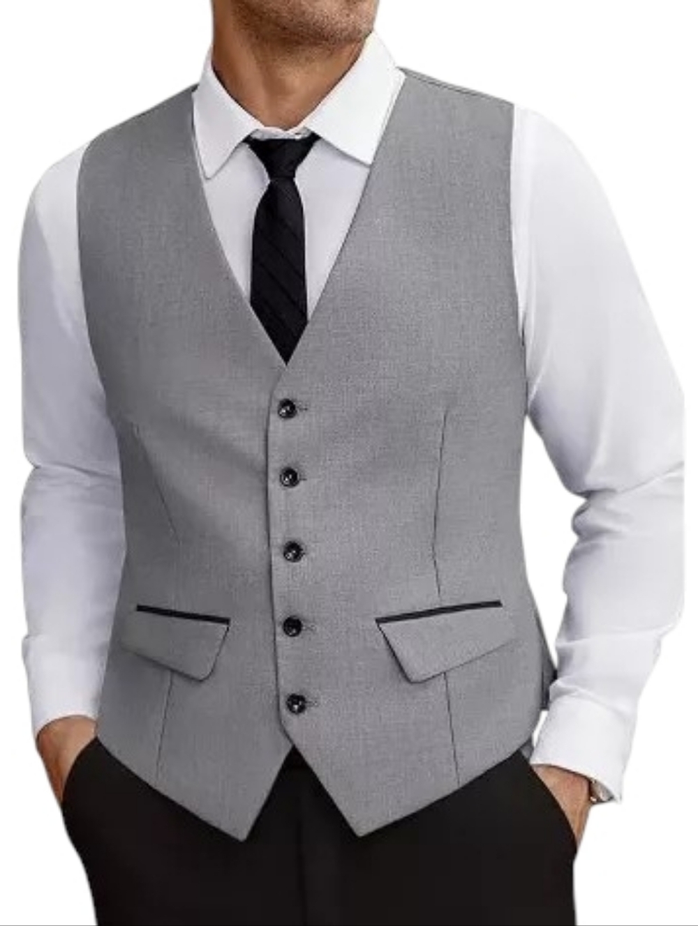 Nwt Coofandy Men's Gray Classic Dress Vest Career Special Occasion Medium